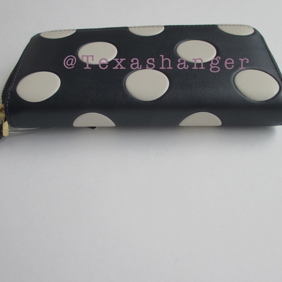 NWT Lauren Ralph Lauren Polka Dot Debossed Leather Continental Wallet - Picture 5 of 10
